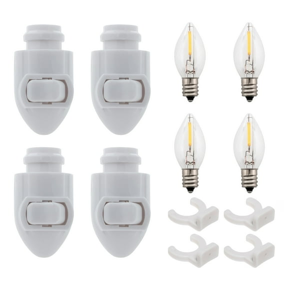 Creative Hobbies White Plug in LED Night Light with Switch, Manual On Off Nightlight for Bathroom, Hallway, Garage, Bedroom, Nursery, UL Listed | 4 Pack