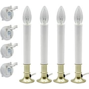 Creative Hobbies Window Candle Kit - Electric Candle Lamp with Dusk to Dawn Sensor, 7W Bulb, and Suction Cup Holder in Each Box | 4 Pack