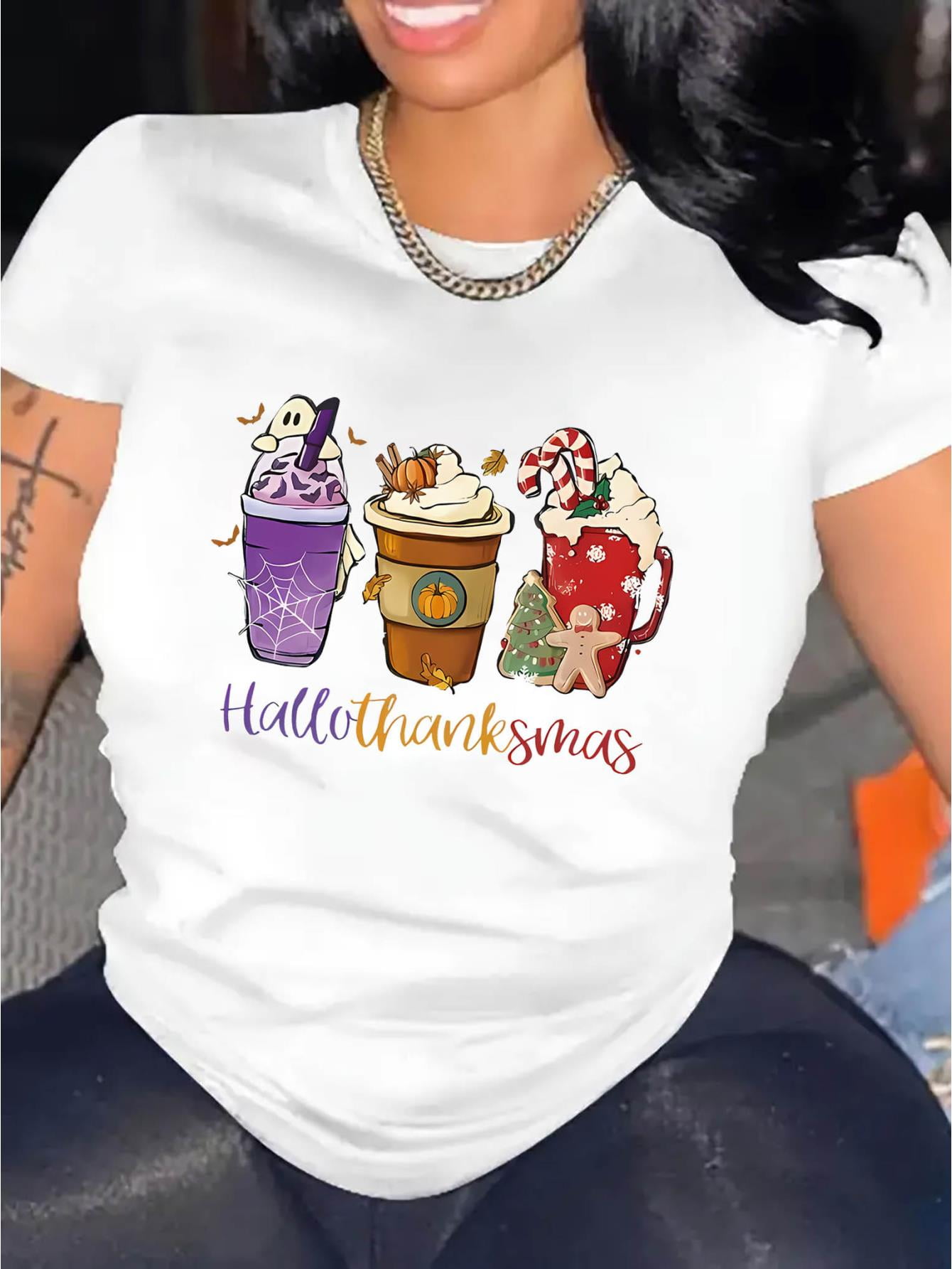 Creative Holiday-Themed Milkshake Pattern Print Women'S Trendy Round ...