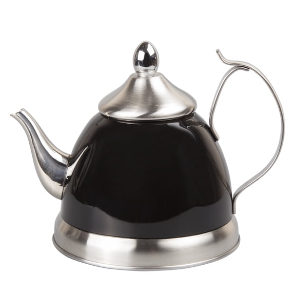 Creative Home 1.0 Qt. Nobili Stainless Steel Tea Kettle with Removable Infuser Basket, Quart/ 32 Ounce, Filter Black