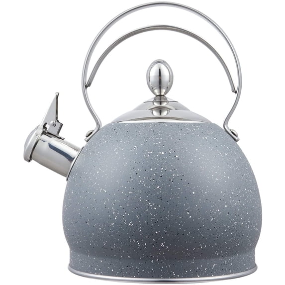Creative Home 2.5 Qt. Stainless Steel Whistling Tea Kettle, Opaque Gray with Speckle