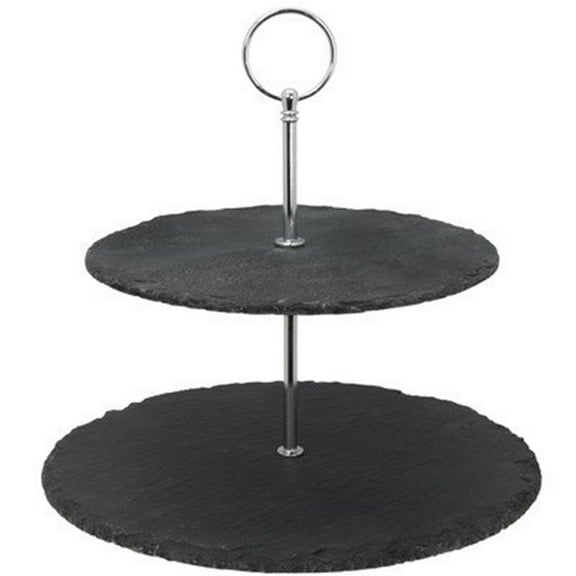 EVCO International Inc. Creative Home 2-Tier Natural Slate Serving Stand