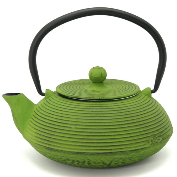 Creative Home Kyusu 20 Oz Green Cast Iron Teapot with Removable Infuser