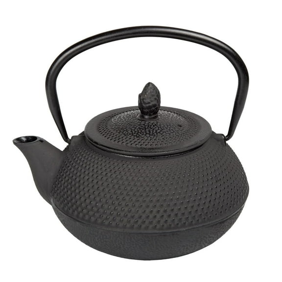 Creative Home Kyusu 30 Oz Black Cast Iron Teapot with Removable Infuser