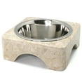 thumbnail image 1 of Creative Home 1 Pint Natural Champagne Marble Pet Food Water Set with Removable Stainless Steel Bowl, 1 of 3