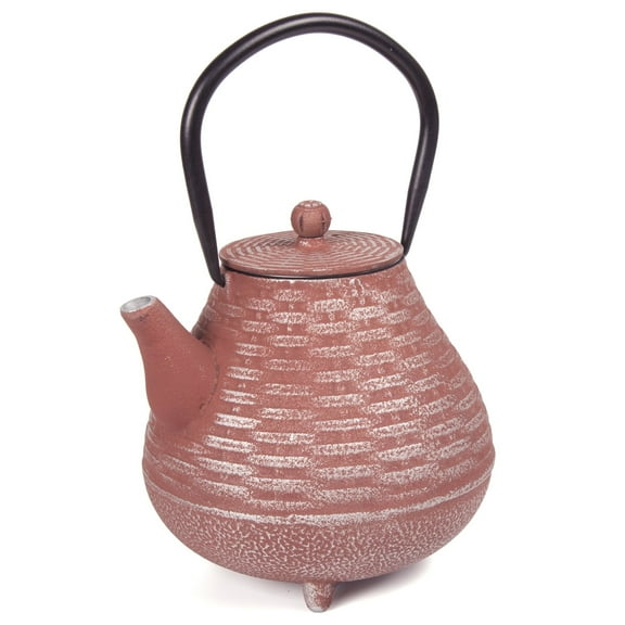 Creative Home Kyusu 40 Oz Orange Cast Iron Teapot with Removable Infuser