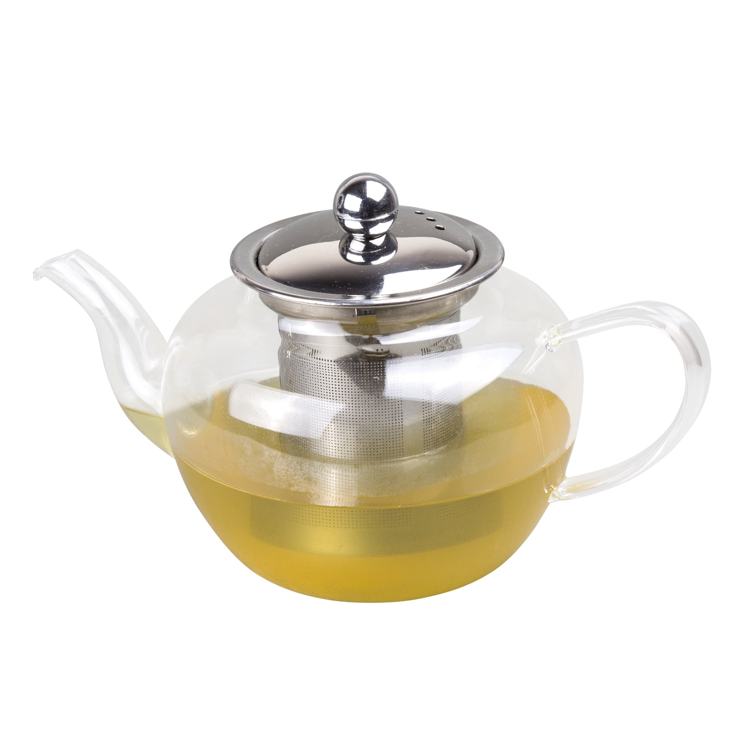 Creative Home 600 ml (20 oz) Clear Glass Tea Pot with Stainless Steel