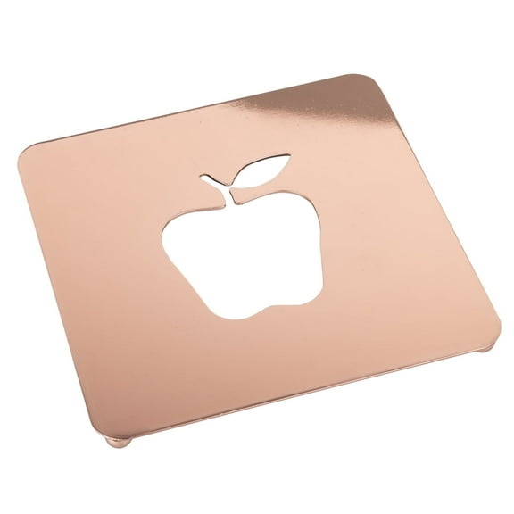 Creative Home 7.5" Copper Plated Metal Square Trivet with Apple Motif, 7-1/2" x 7-1/2" x 5/8" H