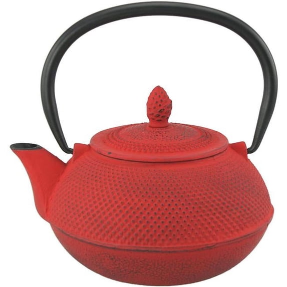 Creative Home 73480 30 oz Kyusu Cast Iron Tea Pot - Red
