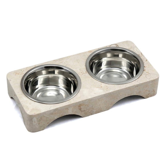 Creative Home Champagne Marble Arch Double Diner Pet Bowl Set