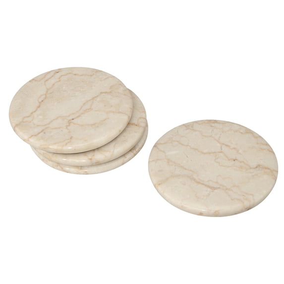Creative Home Champagne Marble 4 Piece Coaster Set (4" Diameter)