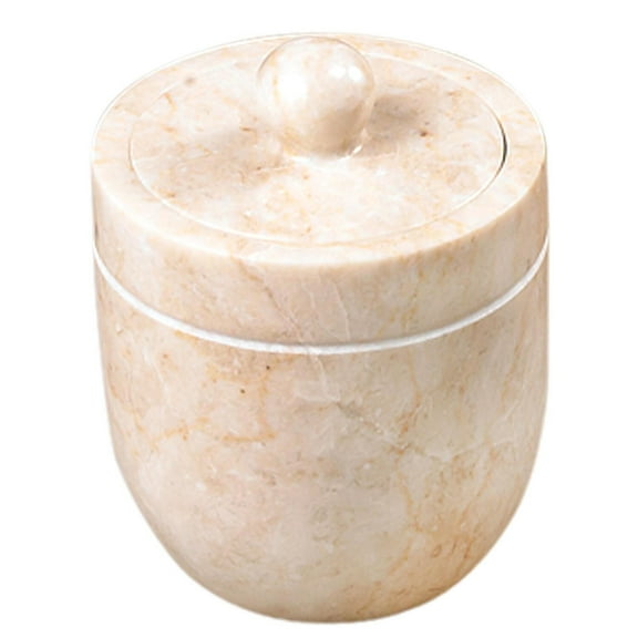 Creative Home Champagne Marble Notch Cotton Ball Holder, beige, 3-1/2"" diam. x 3-3/4"" h (74732)