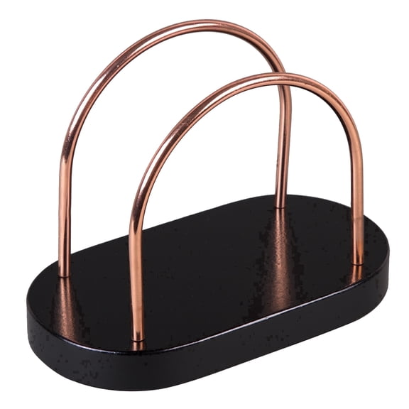 Creative Home 5.25" Modern Black Chestnut Wood and Wire Napkin Holder