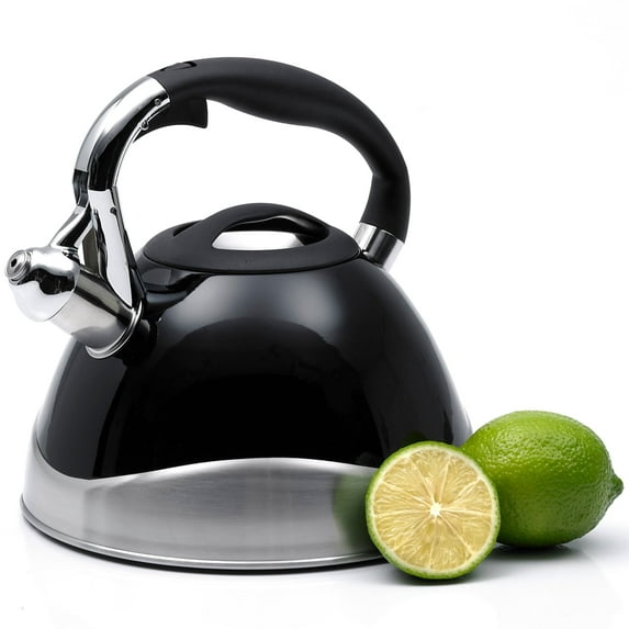 Creative Home Crescendo 3.1 Qt. Stainless Steel Whistling Tea Kettle, Black