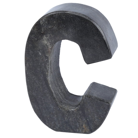 Creative Home Natural Black Marble Stone Decorative Bookend Paper Weight for Office or Home Decaration, Letter C, 4" W x 5-7/8" H, 1-1/2" D