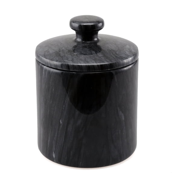 Creative Home SPA Collection Natural Black Marble Cotton Ball Holder, Storage Jar
