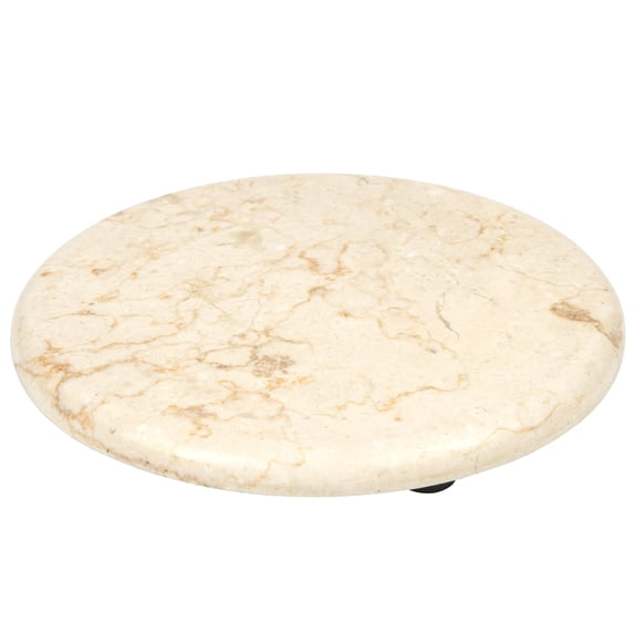 Creative Home Genuine Champagne Marble 8" Round Trivet, Cheese Serving Board