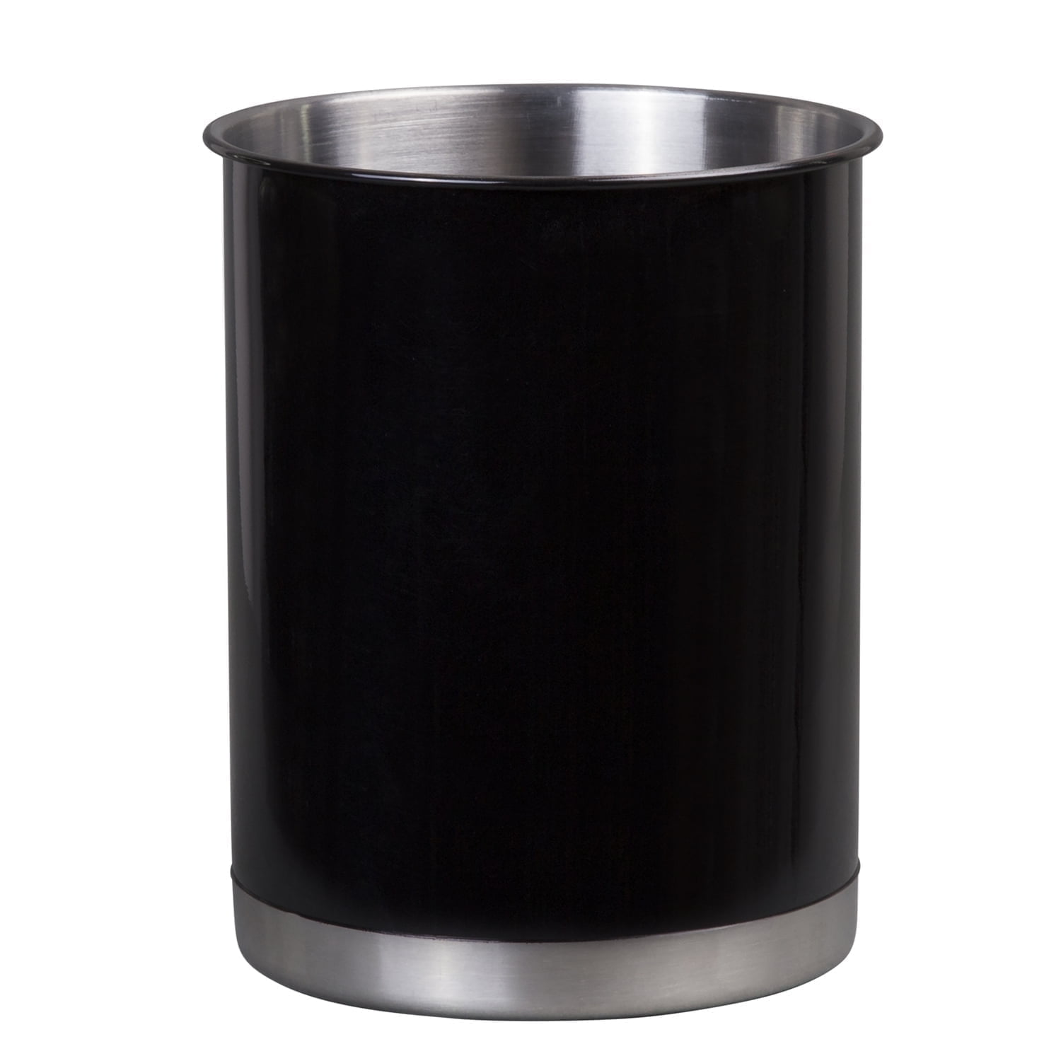 Black Stainless Steel Cylinder Kitchen Utensil Holder, 5" x 6.3"