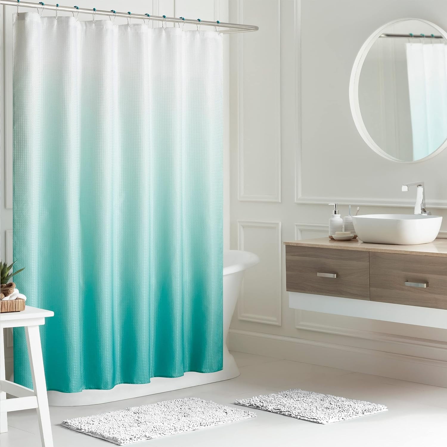 Bathroom Curtain With Rugs Set