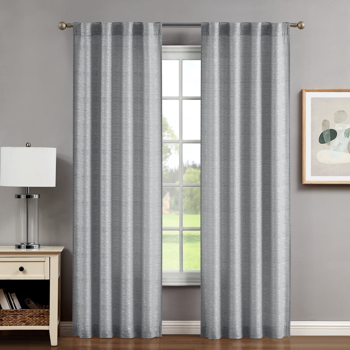 Creative Home Ideas Contemporary, Modern 2 Piece Jacquard Light Filtering Curtain Set