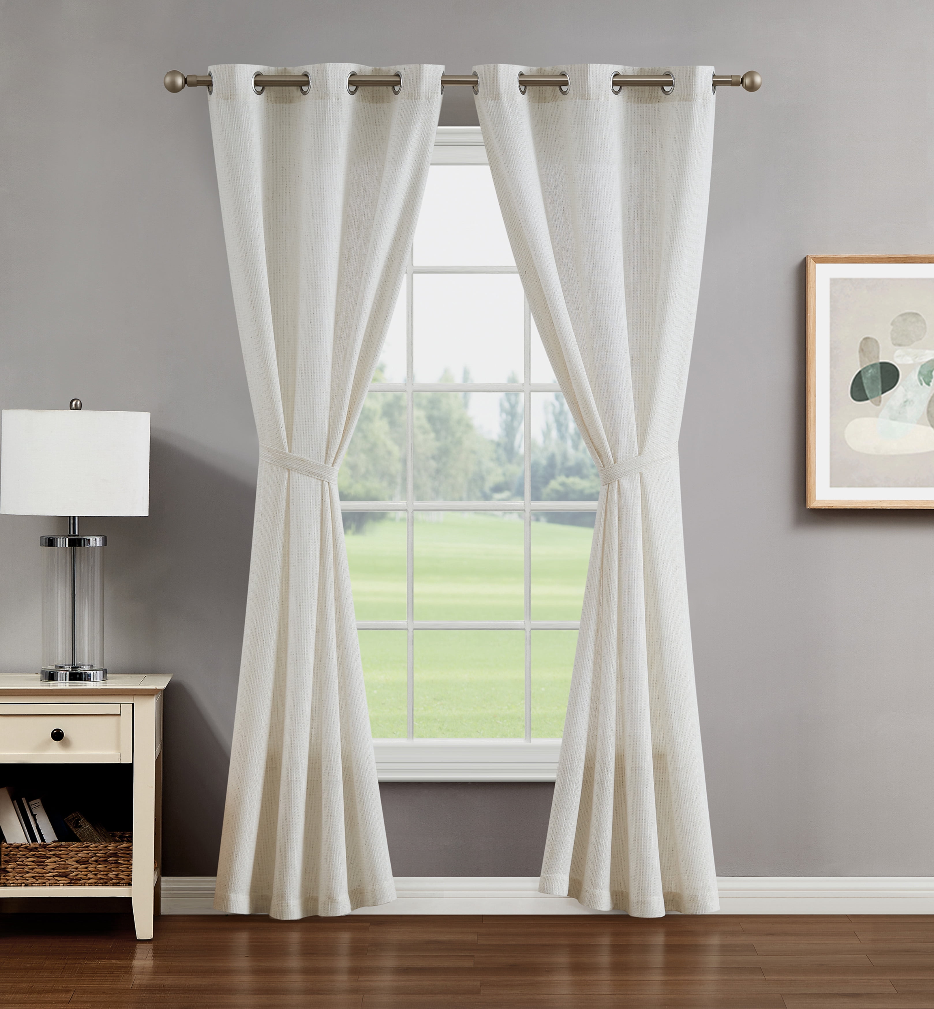 Creative Home Ideas Contemporary, Modern Grommet Light Filtering Curtain Panel, 38 in x 108 in (2 Panels)