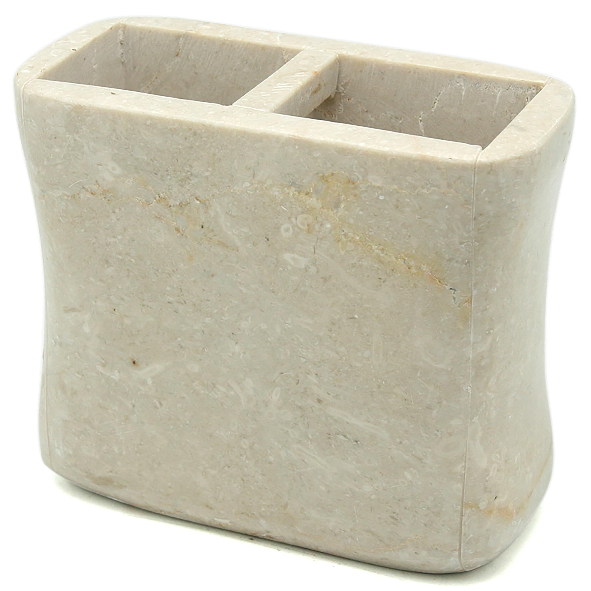 Elegant White Marble Rectangular Toothbrush Holder