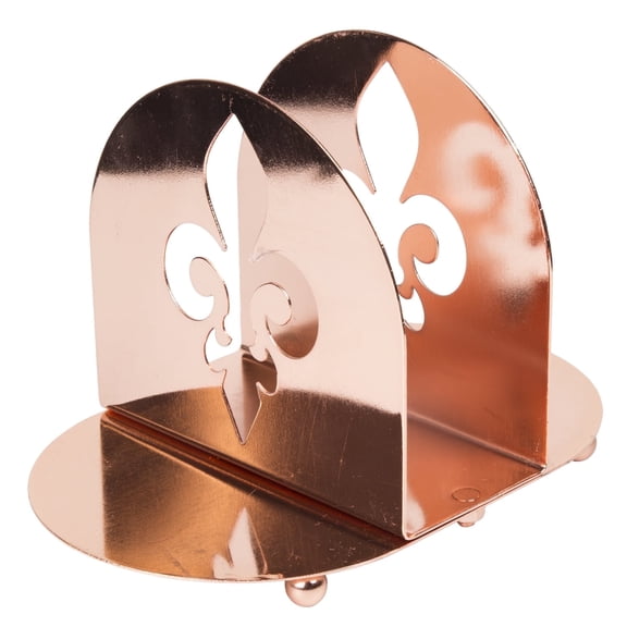 Creative Home Copper Plated Metal Tabletop Napkin Holder with Fleur-de-Lis Motif