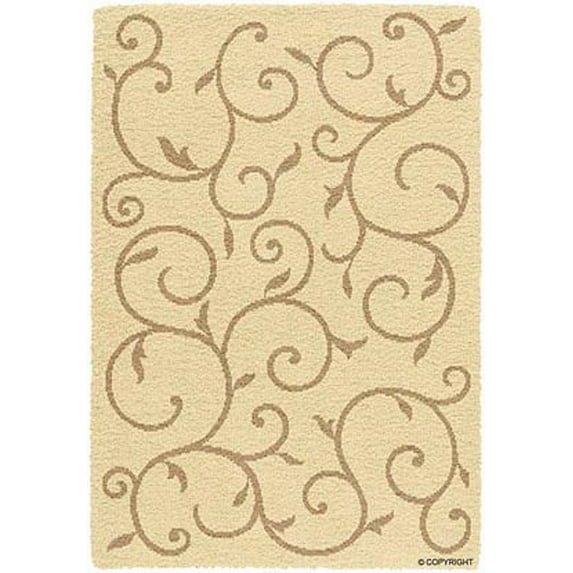 Creative Home Modern Design Shag Area Rug 5672-060 Ivory Floral Vines 6' 7" x 9' 6" Rectangle