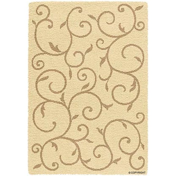 Creative Home Modern Design Shag Area Rug 5672-060 Ivory Floral Vines 6' 7" x 9' 6" Rectangle