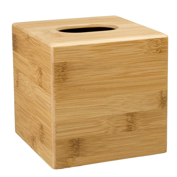 Creative Home Bamboo Square Box Holder Tissue Cover, Dispenser, Natural Finish