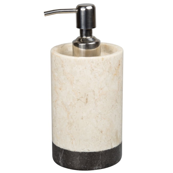 Creative Home Natural Champagne Marble 2-Tone Banded Liquid Soap, Lotion Dispenser