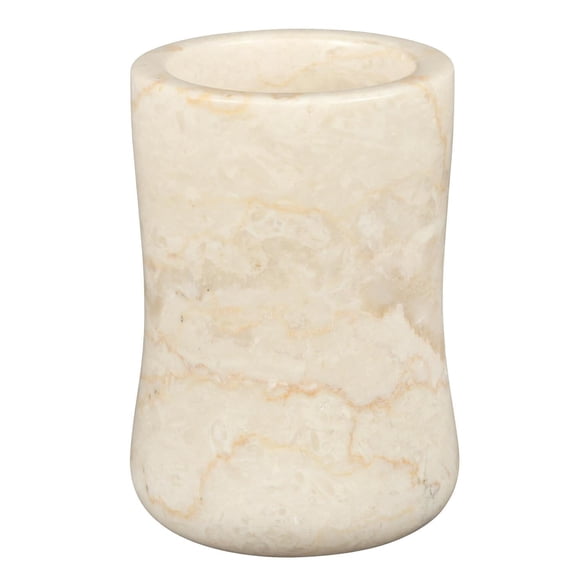 Creative Home Curvy Collection Natural Champagne Marble BathTumbler, Toothbrush Holder, Makeup Brush Holder, Bathroom Countertop Organizer