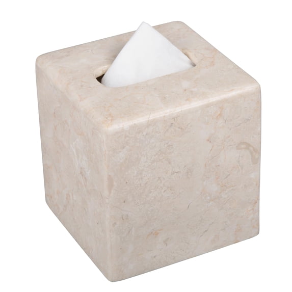 Creative Home Natural Champagne Marble Square Tissue Box Holder Tissue Paper Cover, Beige