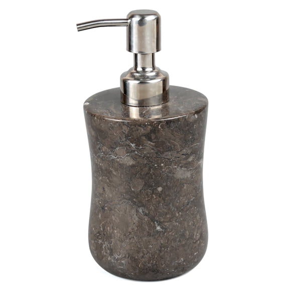 Creative Home Curvy Collection Polished Finish Charcoal Grey Marble 8 oz Freestanding Soap Dispenser