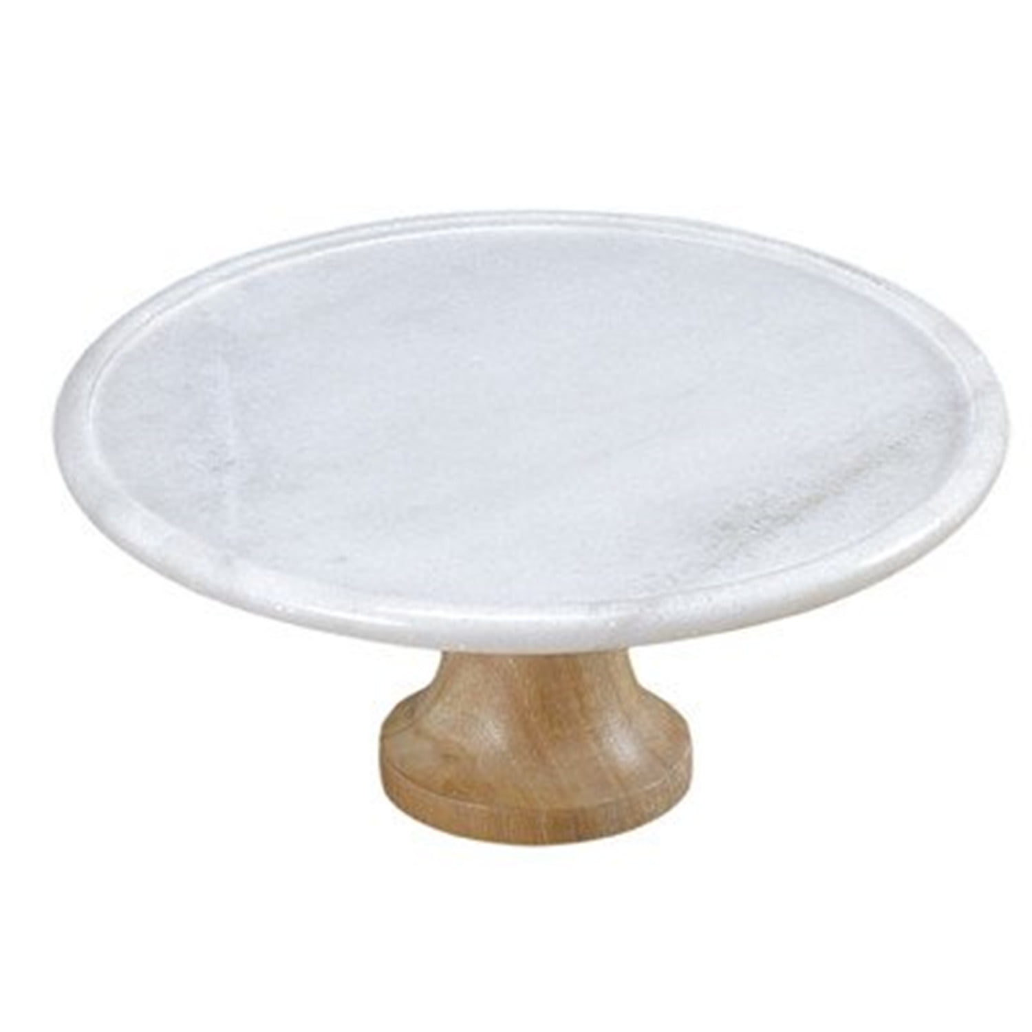White Marble and Mango Wood Pedestal Cake Stand