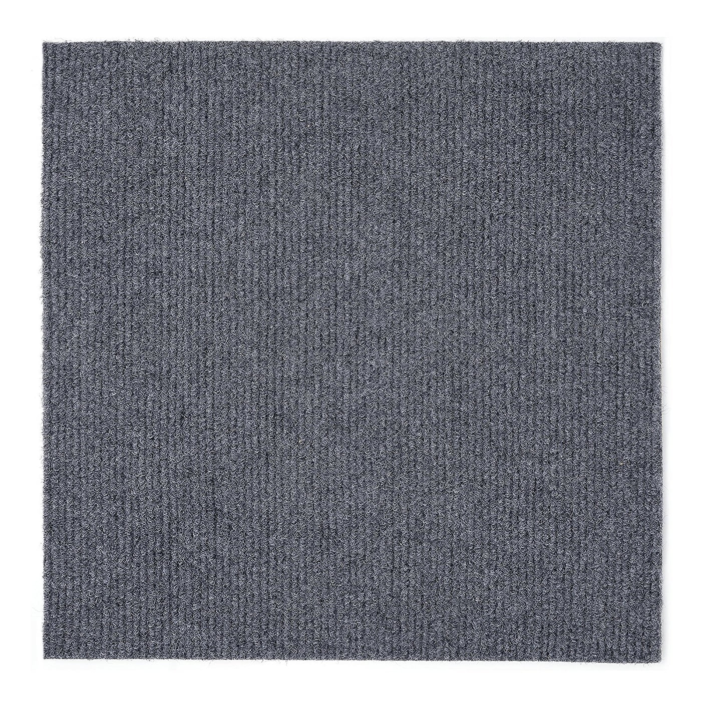 Smoke Gray Self Adhesive Polyester Carpet Tiles, 12 x 12, 12-Pack