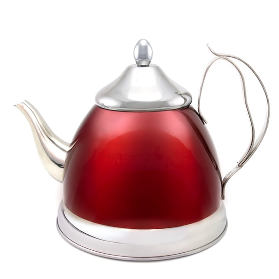Creative Home Nobili-Tea 2.0 Qt. Stainless Steel Tea Kettle with Removable Infuser Basket, Metallic Cranberry