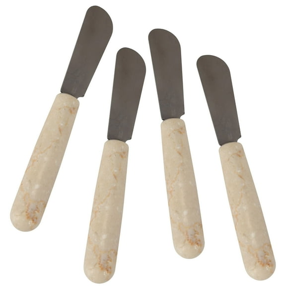 Creative Home Set of 4 Natural Champagne Marble Cheese Butter Spreader Knife Set