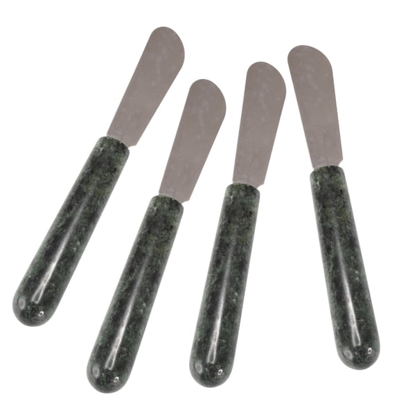 Creative Home Set of 4 Pieces Genuine Green Marble Cheese Spreader, Butter Knife Set