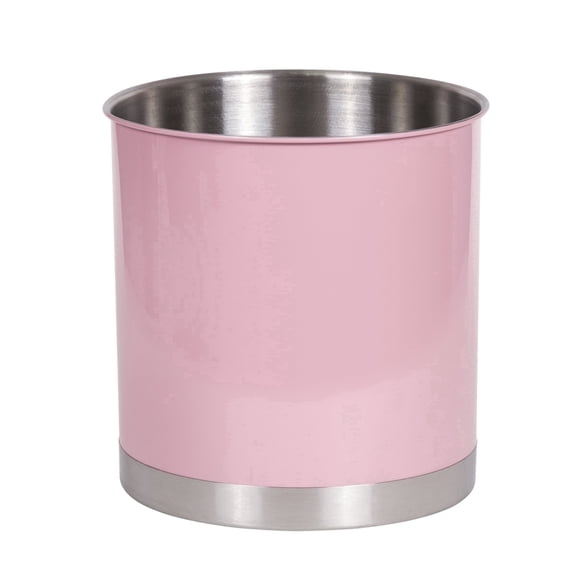 Creative Home Stainless Steel Weighted Base 7" x 7" x 7" 1-Copartment Kitchen Utensil Organizer, Pink