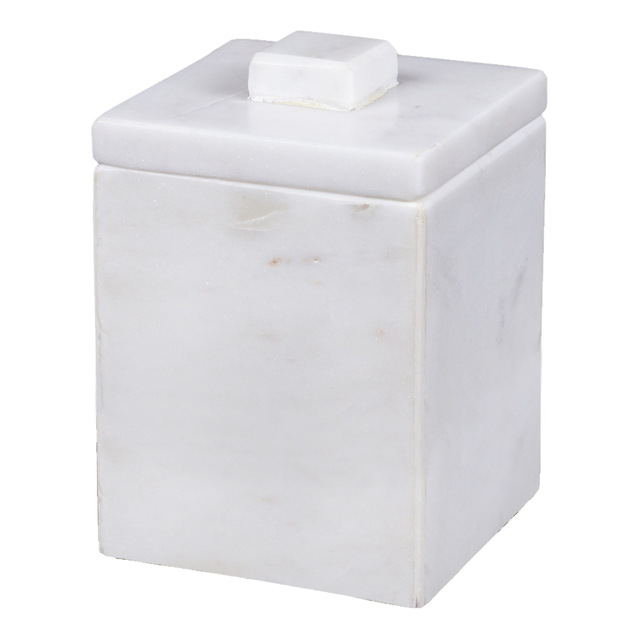 Creative Home TAJ Creamy White Marble Cotton Ball Swab Holder, Bathroom ...