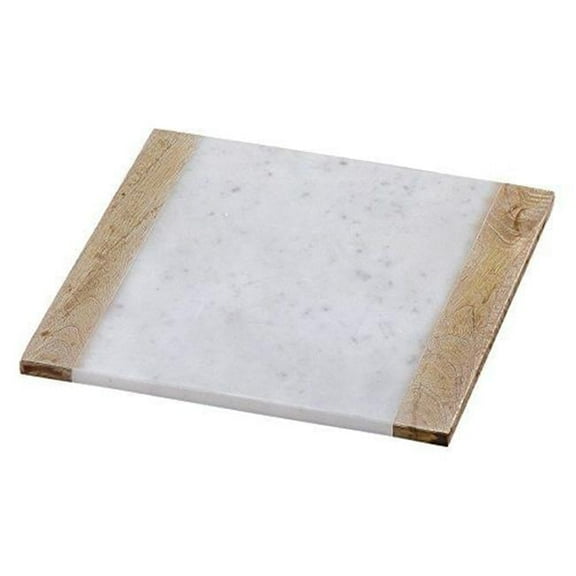 Creative Home 74808 12 x 12 in. Taj Elite Creamy White Marble with Mango Wood Board