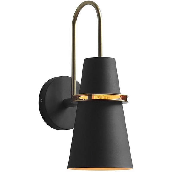 Creative Horn Shape Nordic Wall Lamp, 14.5"*7.8"*5.5", Matte Black and Heritage Brass Wall Sconce