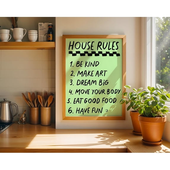 Creative House Rules Typography Art Print, Motivational Checkerboard ...