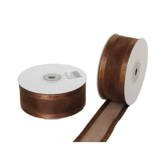 Creative Ideas 1-1/2-Inch Organza with Satin Edge Ribbon 25 yd Brown