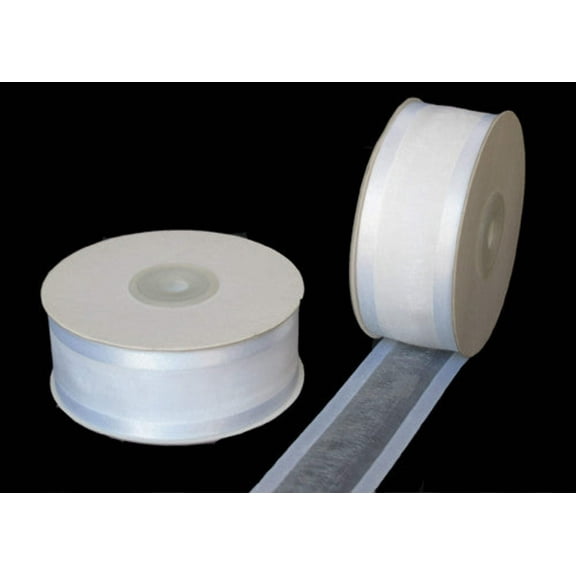 Creative Ideas 1-1/2-Inch Organza with Satin Edge Ribbon 25 yd White