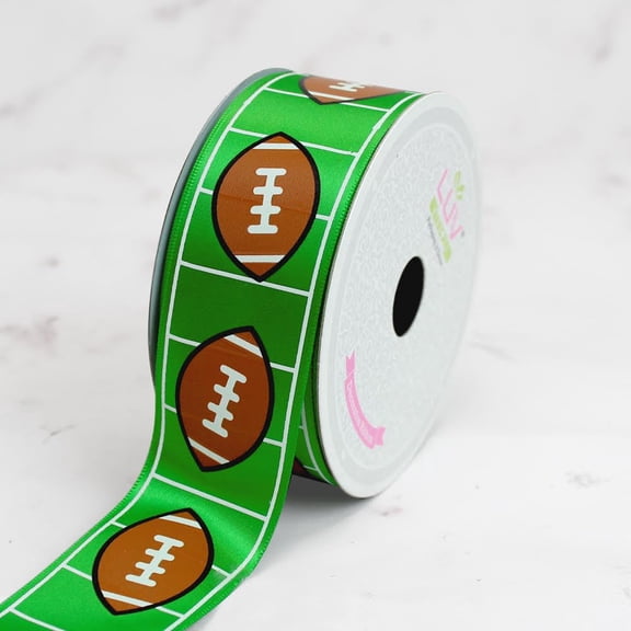 Creative Ideas Premium Football Field Satin Ribbon  1.5" x 10 Yards