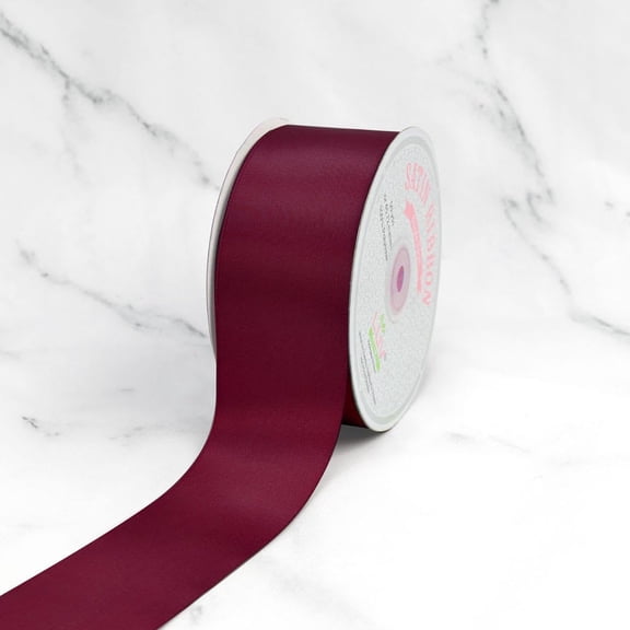 Creative Ideas Single Face Satin Ribbon – 2" x 50 Yards, Wine Burgundy Red