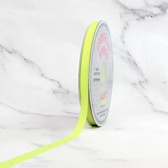 Solid Grosgrain Ribbon 3/8" x 50 Yards, Neon Yellow