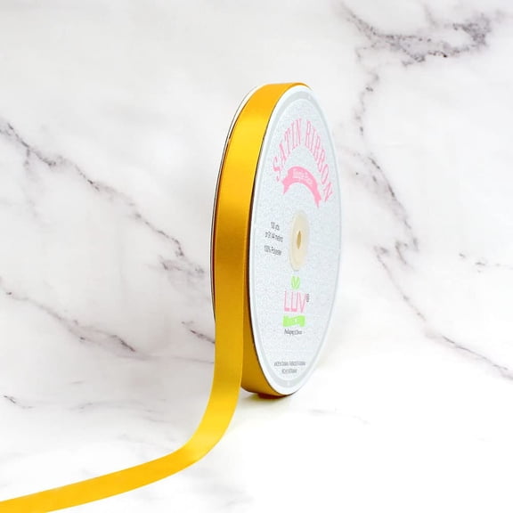 Creative Ideas Solid Satin Ribbon 5/8" x 100 Yards, Light Gold
